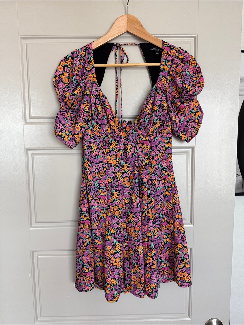 NWOT For Love And Lemons Floral Tie-Back Mini Dress, S